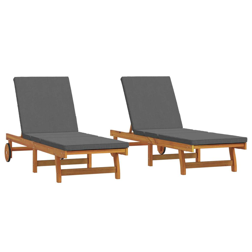 vidaXL Ξαπλώστρα 2 pcs Καφέ 63 x 199 x 85 εκ. Μασίφ ξύλο ακακίας