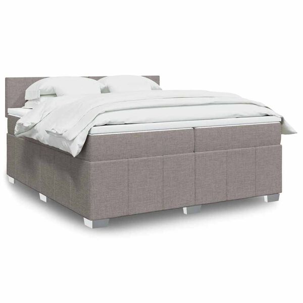 vidaXL &Kappa;&rho;&epsilon;&beta;ά&tau;&iota; Boxspring &mu;&epsilon; &Sigma;&tau;&rho;ώ&mu;&alpha; Taupe 200x200 &epsilon;&kappa;. &Upsilon;&phi;&alpha;&sigma;&mu;ά&tau;&iota;&nu;&omicron;