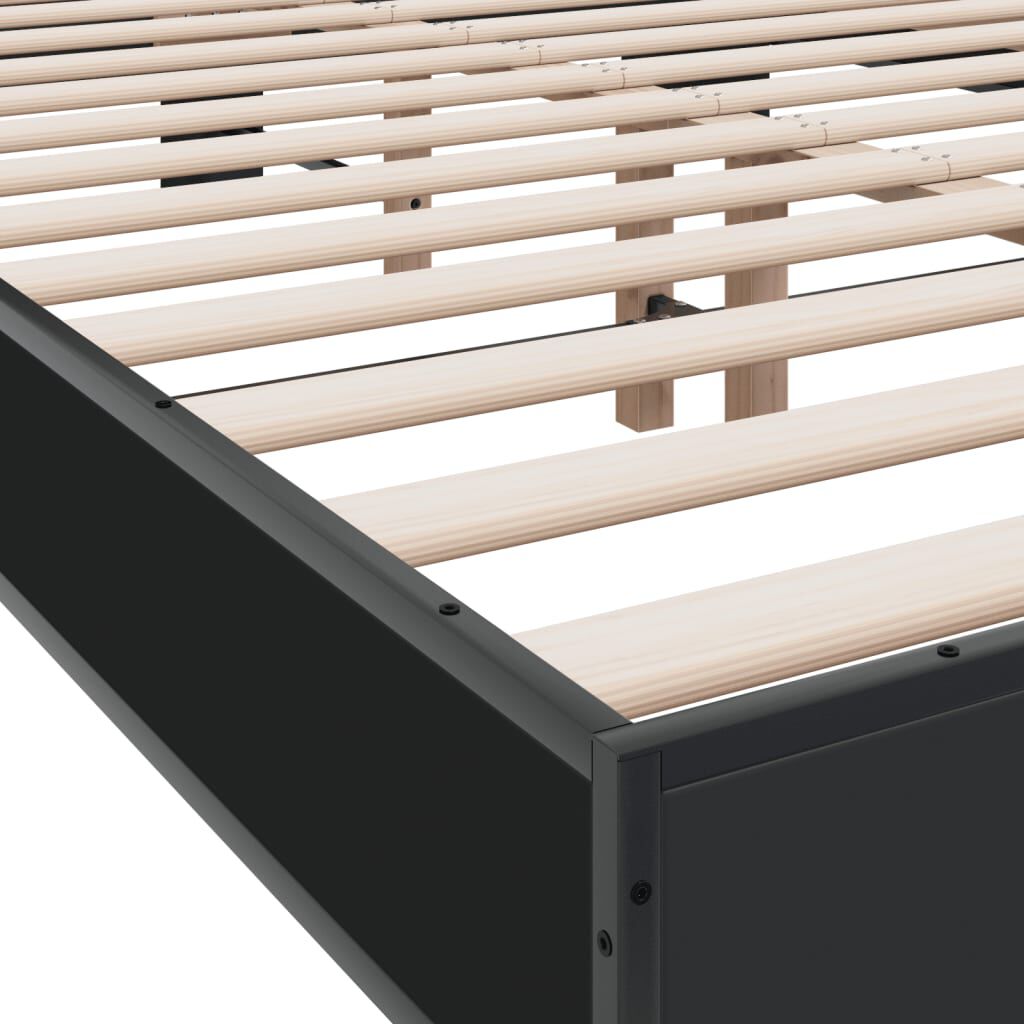 vidaXL Πλαίσιο Κρεβατιού Μαύρο 140x200 εκ. Επεξεργ. Ξύλο και Μέταλλο