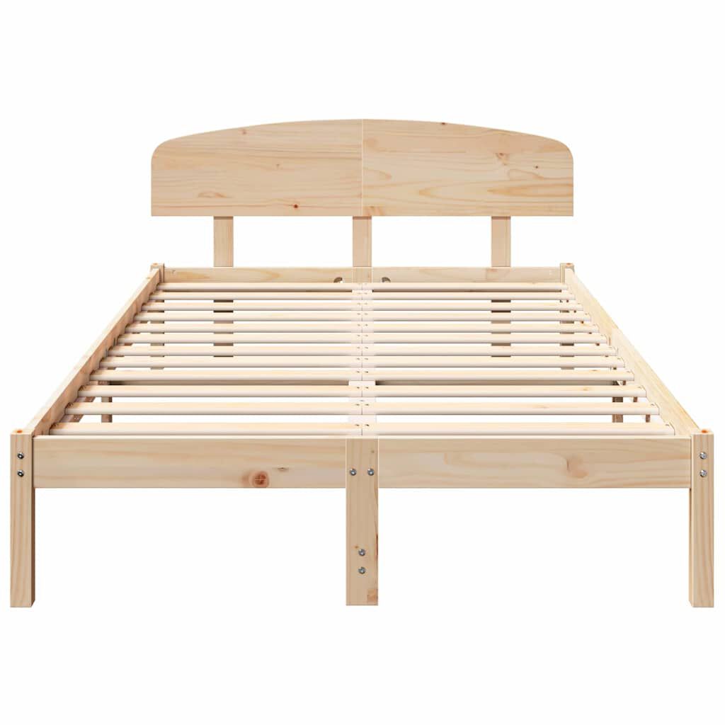 vidaXL Σκελετός Κρεβατιού Καφέ 135 x 190 cm Μασίφ ξύλο πεύκου