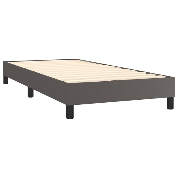 vidaXL Κρεβάτι Boxspring με Στρώμα Γκρι 100x200εκ. από Συνθετικό Δέρμα