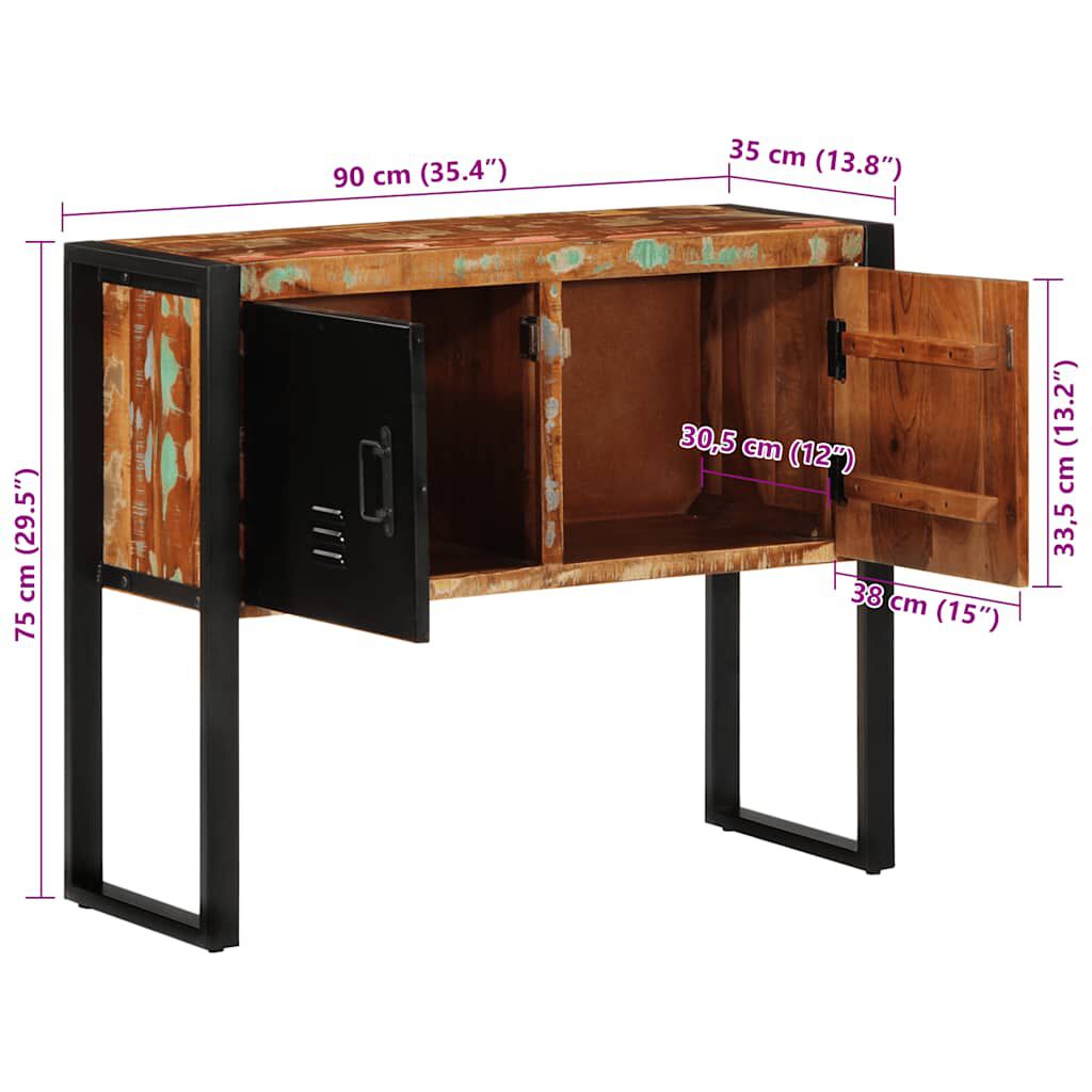 vidaXL Ντουλάπι κονσόλας Πολύχρωμο 90x35x75 εκ Μασίφ Ξύλο Ανακυκλωμένο