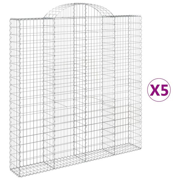 vidaXL Συρματοκιβώτια Τοξωτά 5 τεμ. 200x30x200/220 εκ. Γαλβαν. Ατσάλι