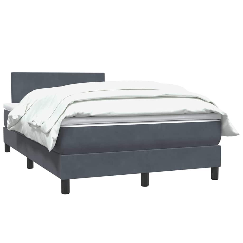 vidaXL Κρεβάτι Boxspring με Στρώμα Σκούρο Γκρι 120x210 εκ. Βελούδινο