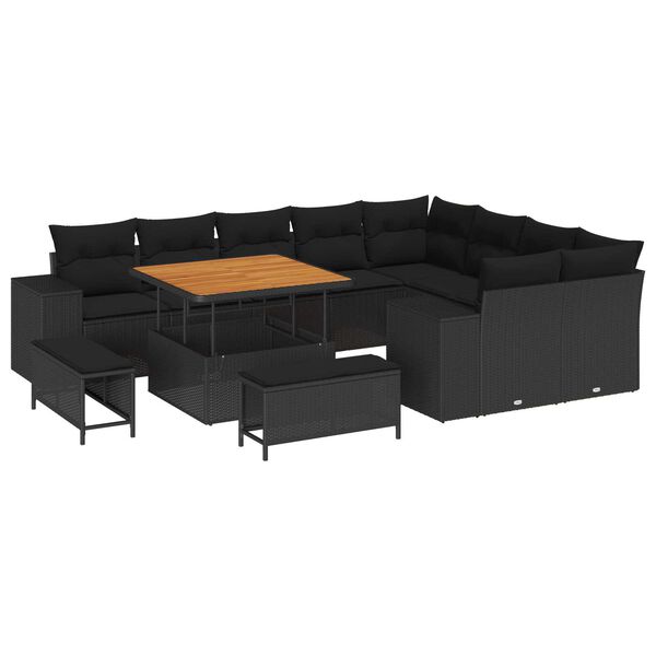 vidaXL Σετ Καναπέ Κήπου 12 pcs Μαύρο συνθετικό ρατάν