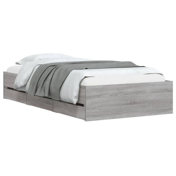 vidaXL Πλαίσιο Κρεβατιού με συρτάρια Γκρι sonoma 90x200εκ. Επεξ. Ξύλο