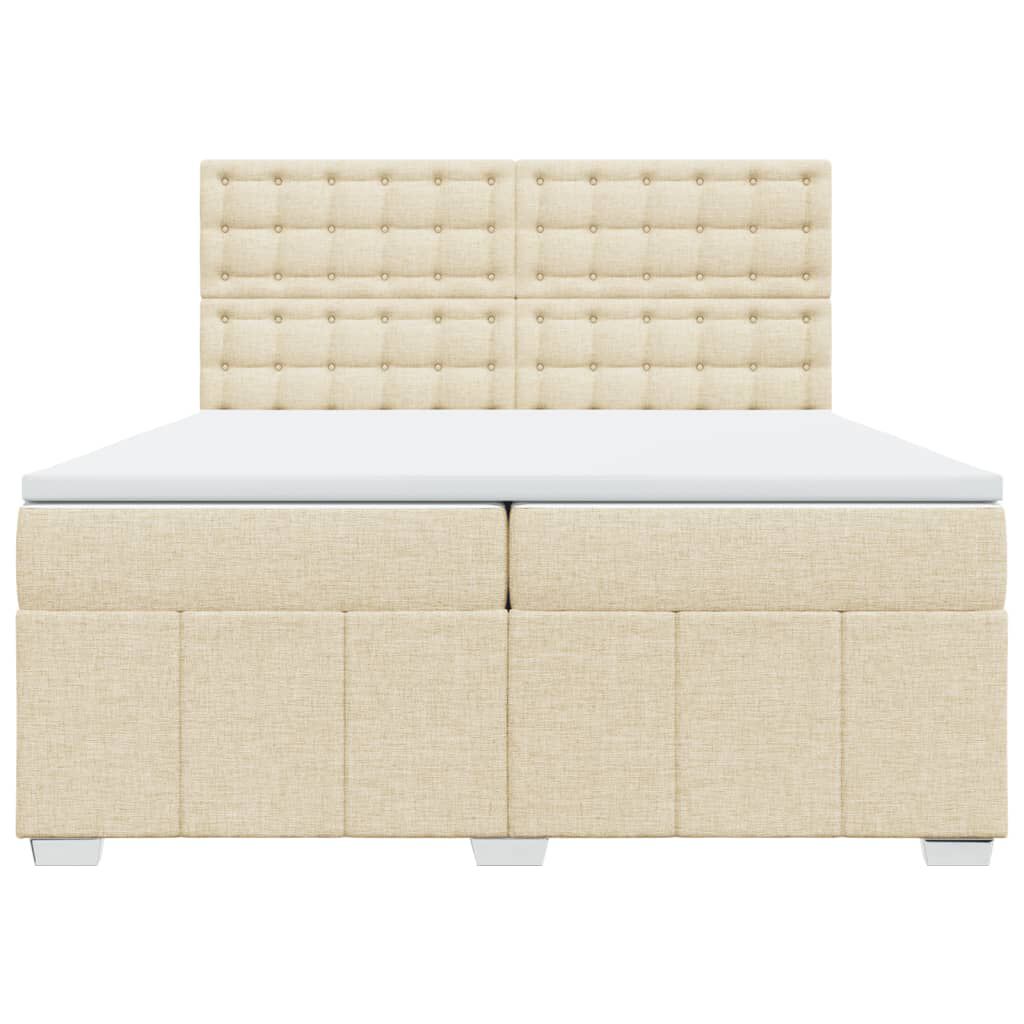 vidaXL Κρεβάτι Boxspring με Στρώμα Κρεμ 200x200 εκ. Υφασμάτινο