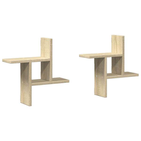 vidaXL Ραφιέρες Τοίχου 2 τεμ. Sonoma Δρυς 38x12x38 εκ. από Επεξ. Ξύλο