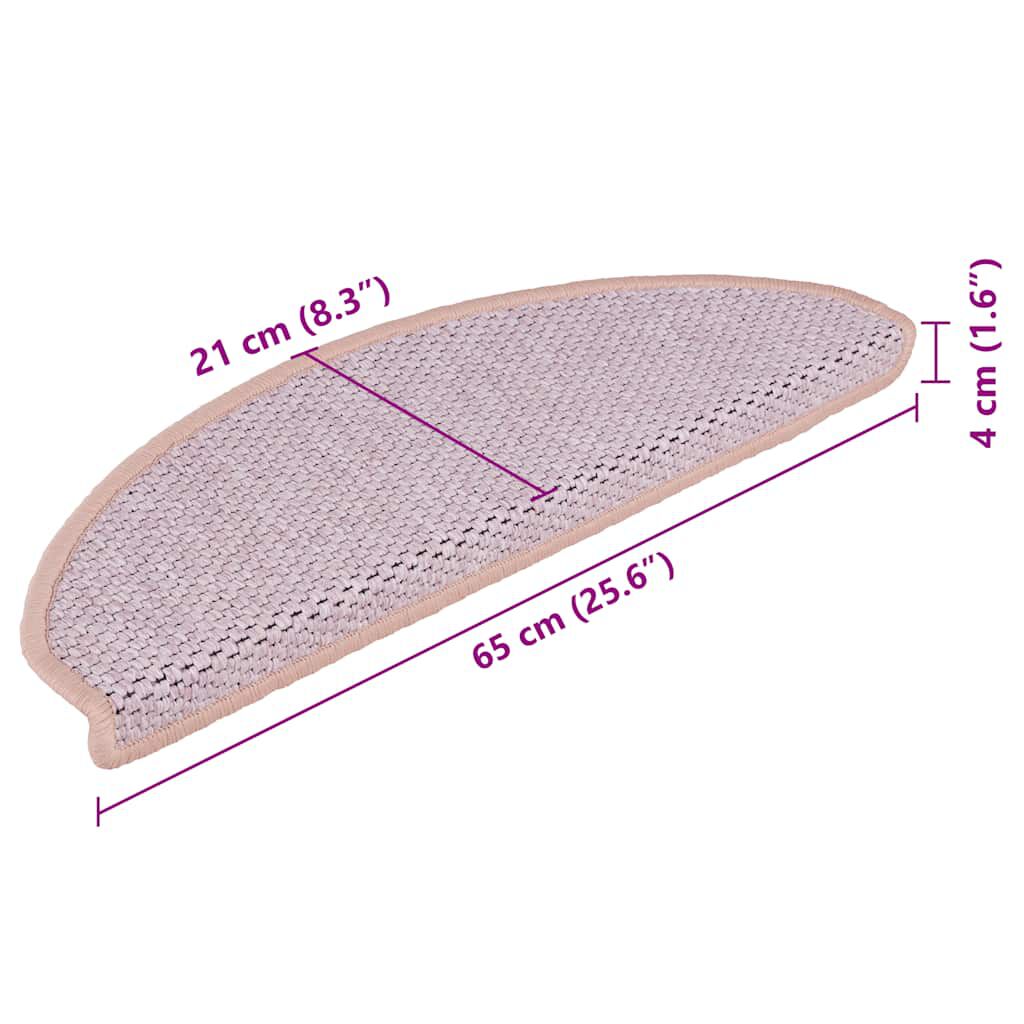 vidaXL Πατάκια Σκάλας Αυτοκόλ. 15 τεμ. Όψη Σιζάλ 65x21x4 εκ. Ροζ