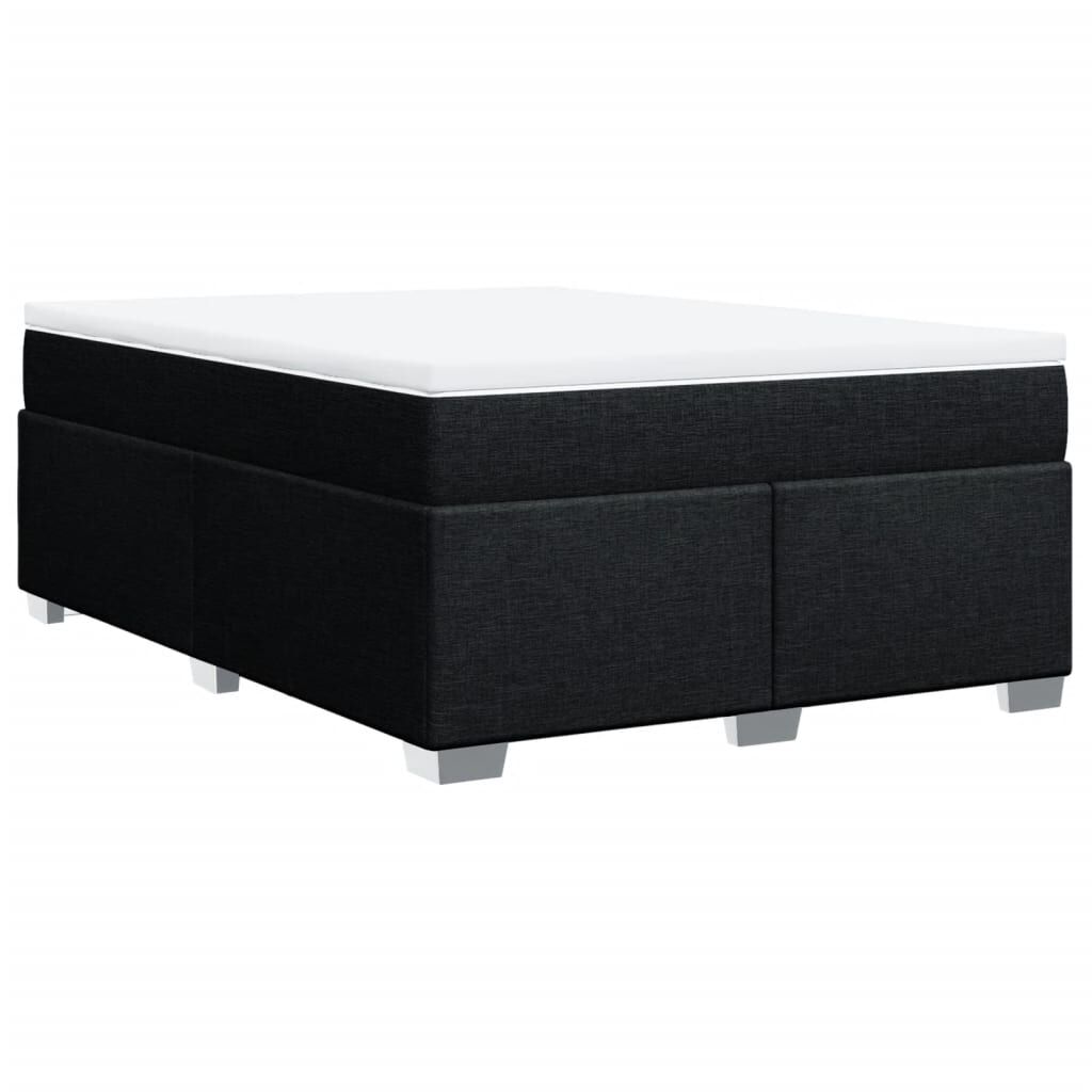 vidaXL Κρεβάτι Boxspring με Στρώμα Μαύρο 140x190 εκ. Υφασμάτινο