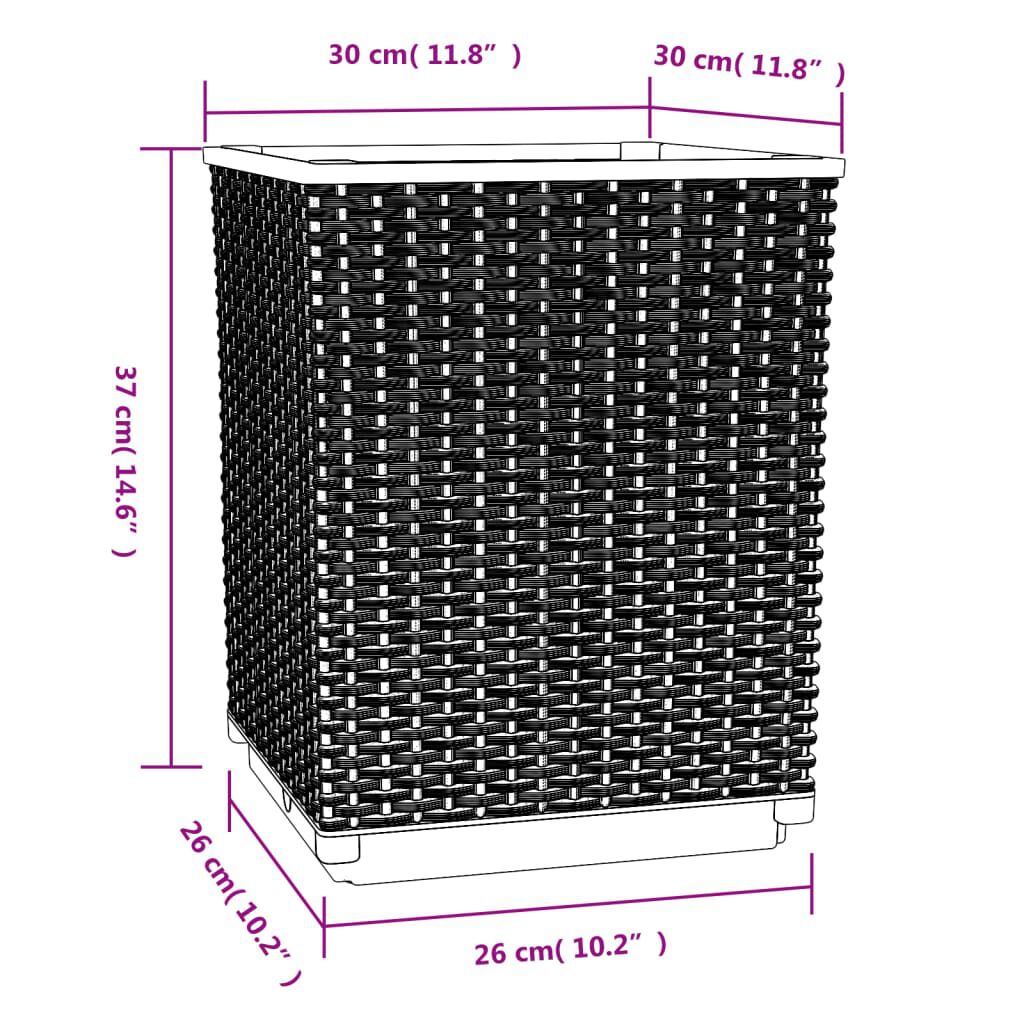 vidaXL Ζαρντινιέρες 4 τεμ. Μαύρες 30 x 30 x 37 εκ. από Πολυπροπυλένιο