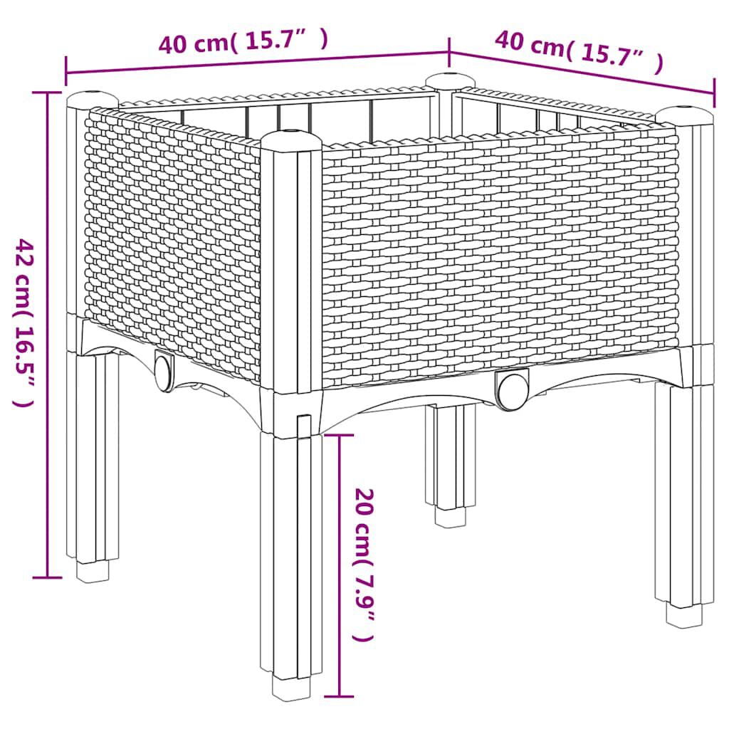 vidaXL Ζαρντινιέρα Κήπου με Πόδια Μπλε Γκρι 40x40x42 εκ. από Πολυπροπυλένιο