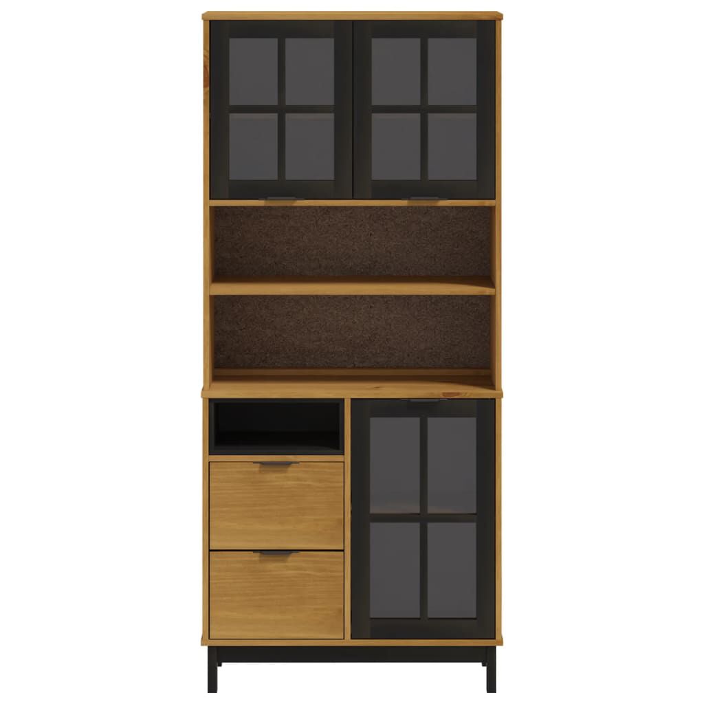 vidaXL Ντουλάπι FLAM 80x40x80εκ. από Μασίφ Ξύλο Πεύκο με Γυάλινη Πόρτα