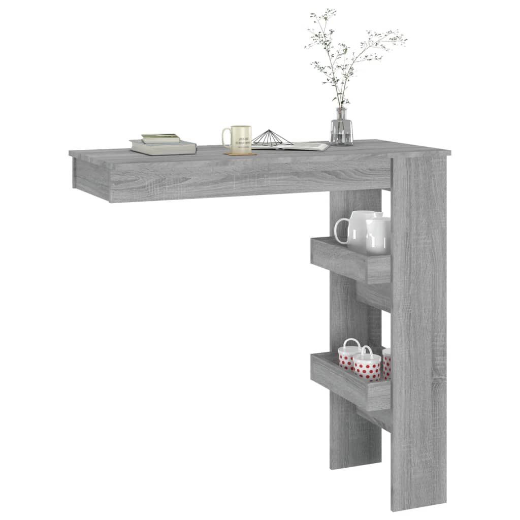 vidaXL Τραπέζι Μπαρ Τοίχου Γκρι Sonoma 102x45x103,5 εκ. Επεξεργ. Ξύλο