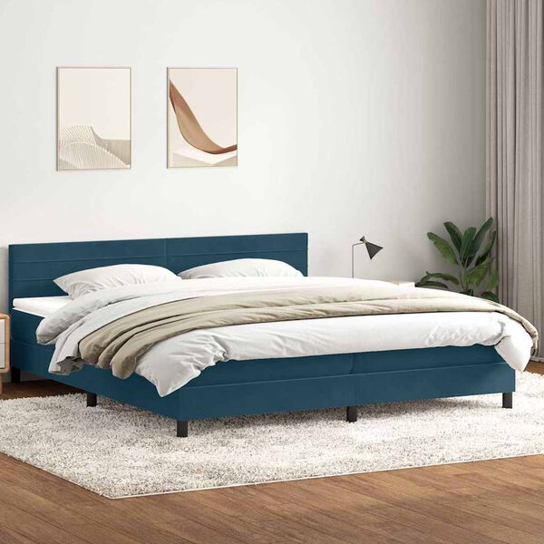 vidaXL Box Spring &kappa;&rho;&epsilon;&beta;ά&tau;&iota; &mu;&epsilon; &sigma;&tau;&rho;ώ&mu;&alpha; &sigma;&kappa;&omicron;ύ&rho;&omicron; &mu;&pi;&lambda;&epsilon; 180x220 cm &Beta;&epsilon;&lambda;&omicron;ύ&delta;&iota;&nu;&omicron;