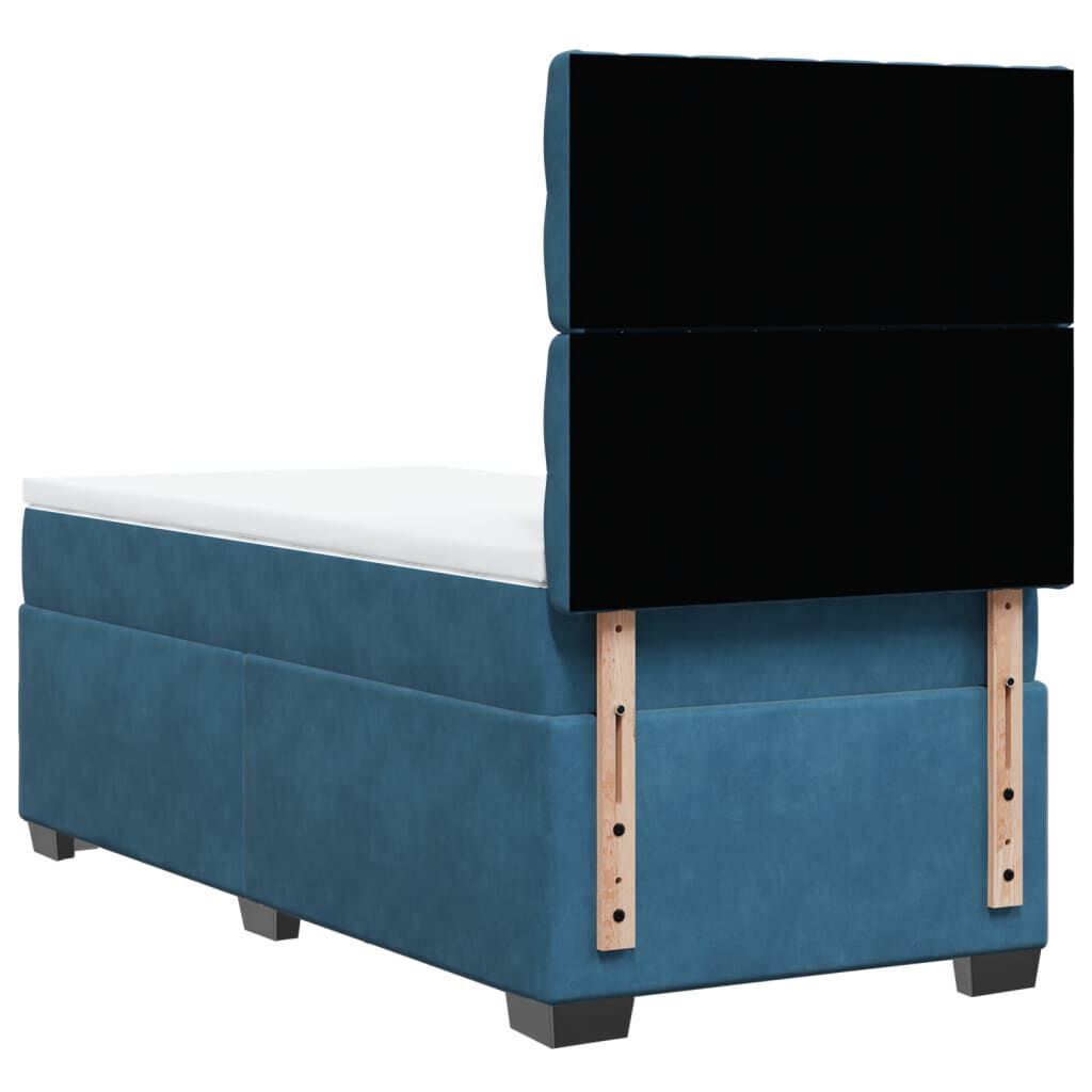 vidaXL Κρεβάτι Boxspring με Στρώμα Μπλε 80 x 200 εκ. Βελούδινο