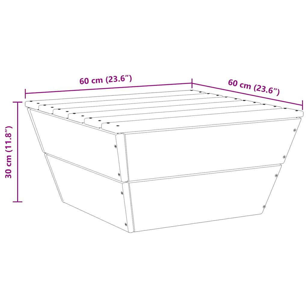 vidaXL Τραπέζι Κήπου 60x60x30 εκ. από Εμποτισμένο Ξύλο Ερυθρελάτης