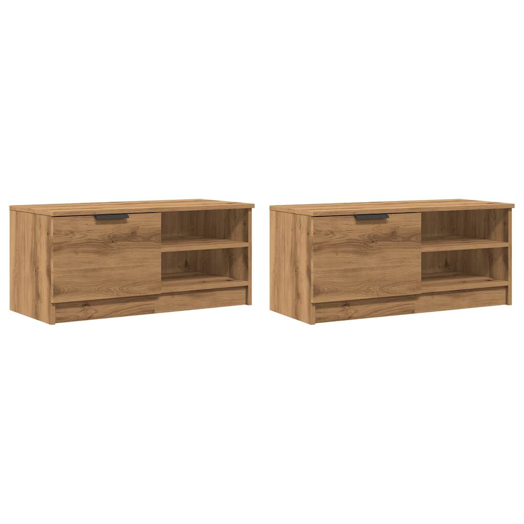 vidaXL Σετ ντουλάπι τηλεόρασης 2 τεμαχίων Artisan Oak 80x35x36,5 cm