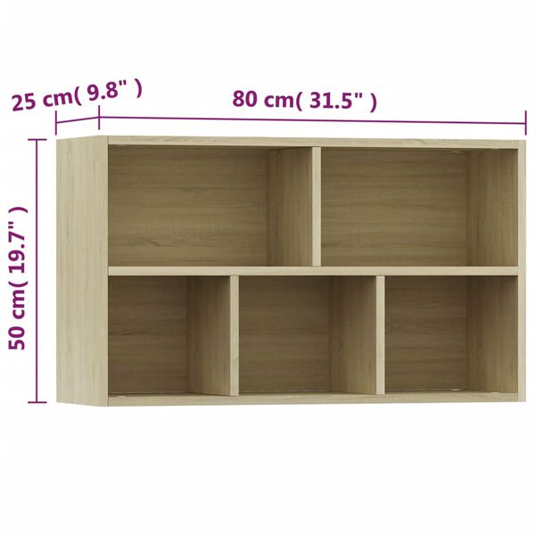 vidaXL Ραφιέρα / Βιβλιοθήκη Sonoma Δρυς 50x25x80 εκ. από Επεξ. Ξύλο