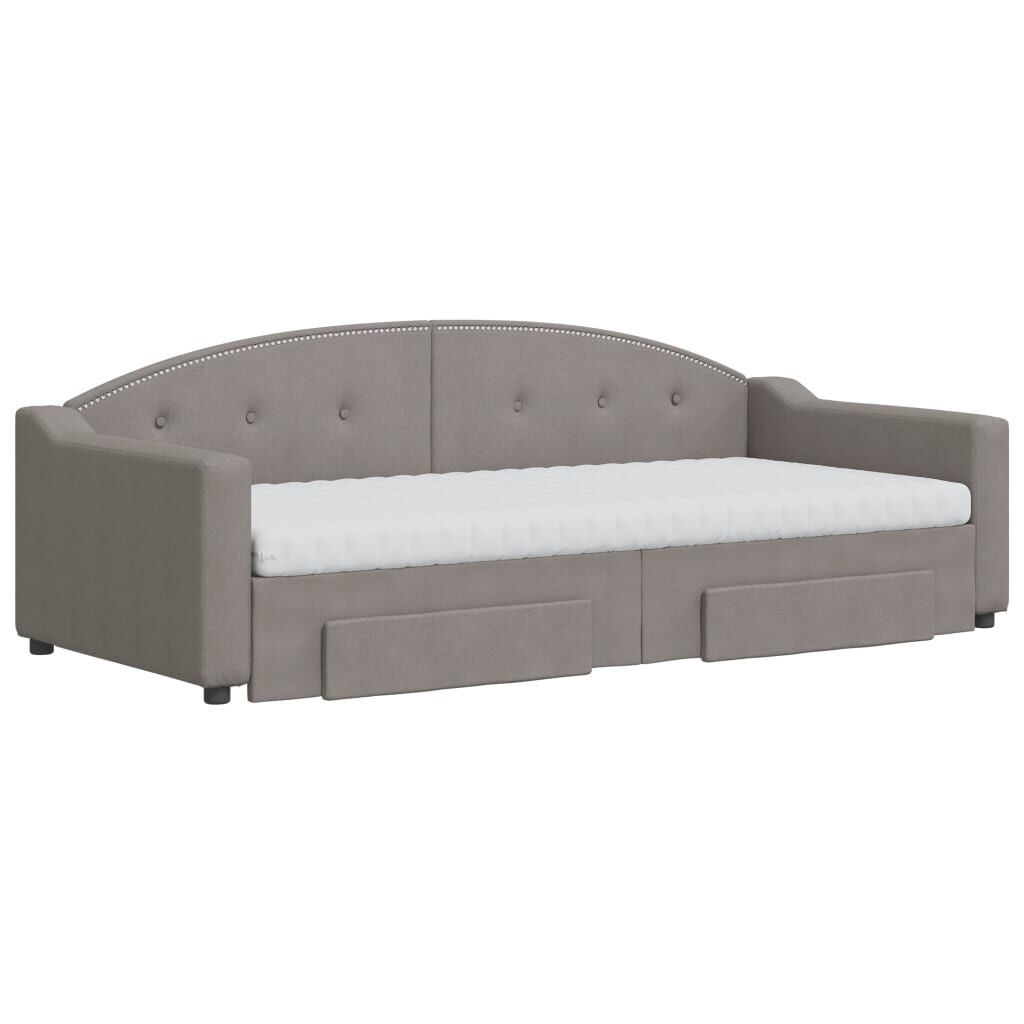 vidaXL Καναπές Κρεβάτι Συρόμενος Taupe 90x200 εκ. Ύφασμα & Συρτάρια