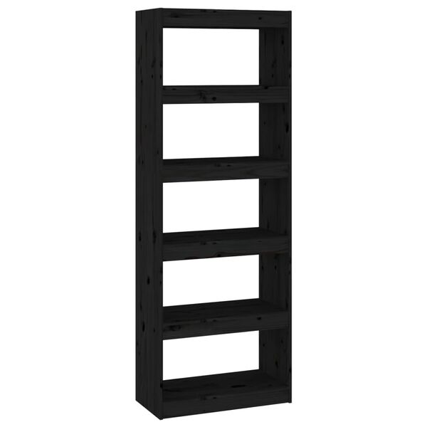 vidaXL Βιβλιοθήκη/Διαχωριστικό Χώρου Μαύρη 60x30x167,5 εκ. Μασίφ Πεύκο