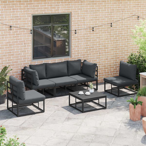 vidaXL Σετ Καναπέ Κήπου 5 pcs Μαύρο 213 x 71.5 x 71 εκ. Αλουμίνιο