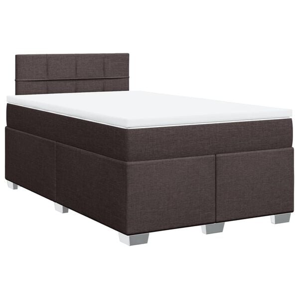 vidaXL Κρεβάτι Boxspring με Στρώμα Σκούρο Καφέ 120x190 εκ Υφασμάτινο