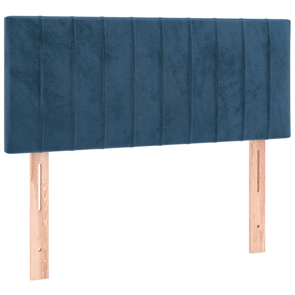 vidaXL Κρεβάτι Boxspring με Στρώμα & LED Σκ. Μπλε 80x200 εκ. Βελούδινο