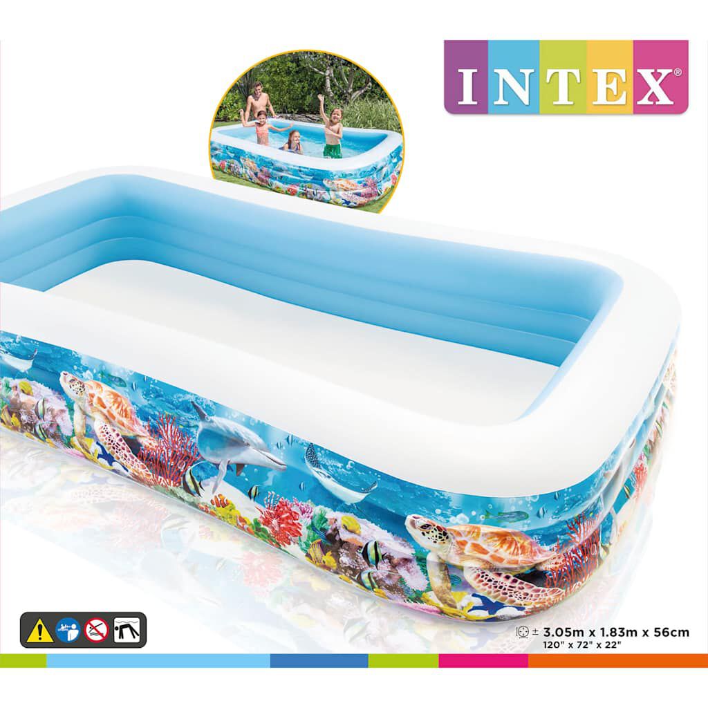 Intex Πισίνα Swim Center Family Pool Σχέδιο Ζώα Θάλασσας 305x183x56εκ.