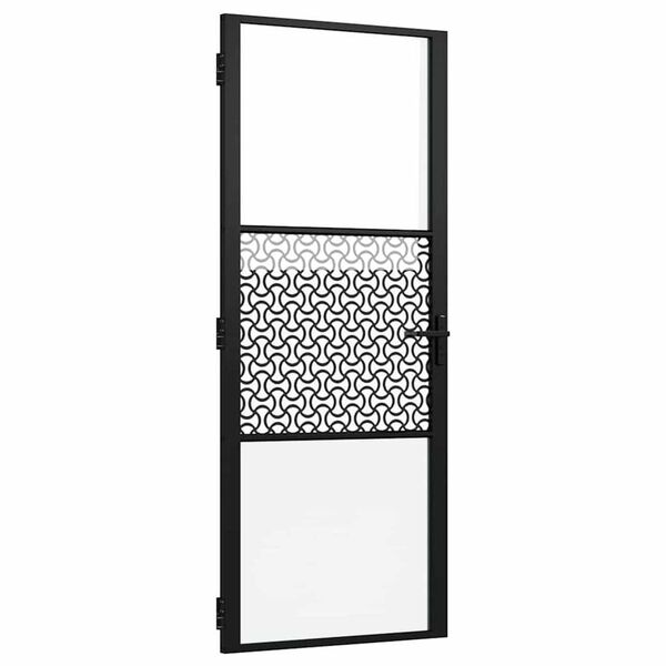 vidaXL Εσωτερική Πόρτα Μαύρο 83 x 201.5 cm Tempered γυαλί, Αλουμίνιο