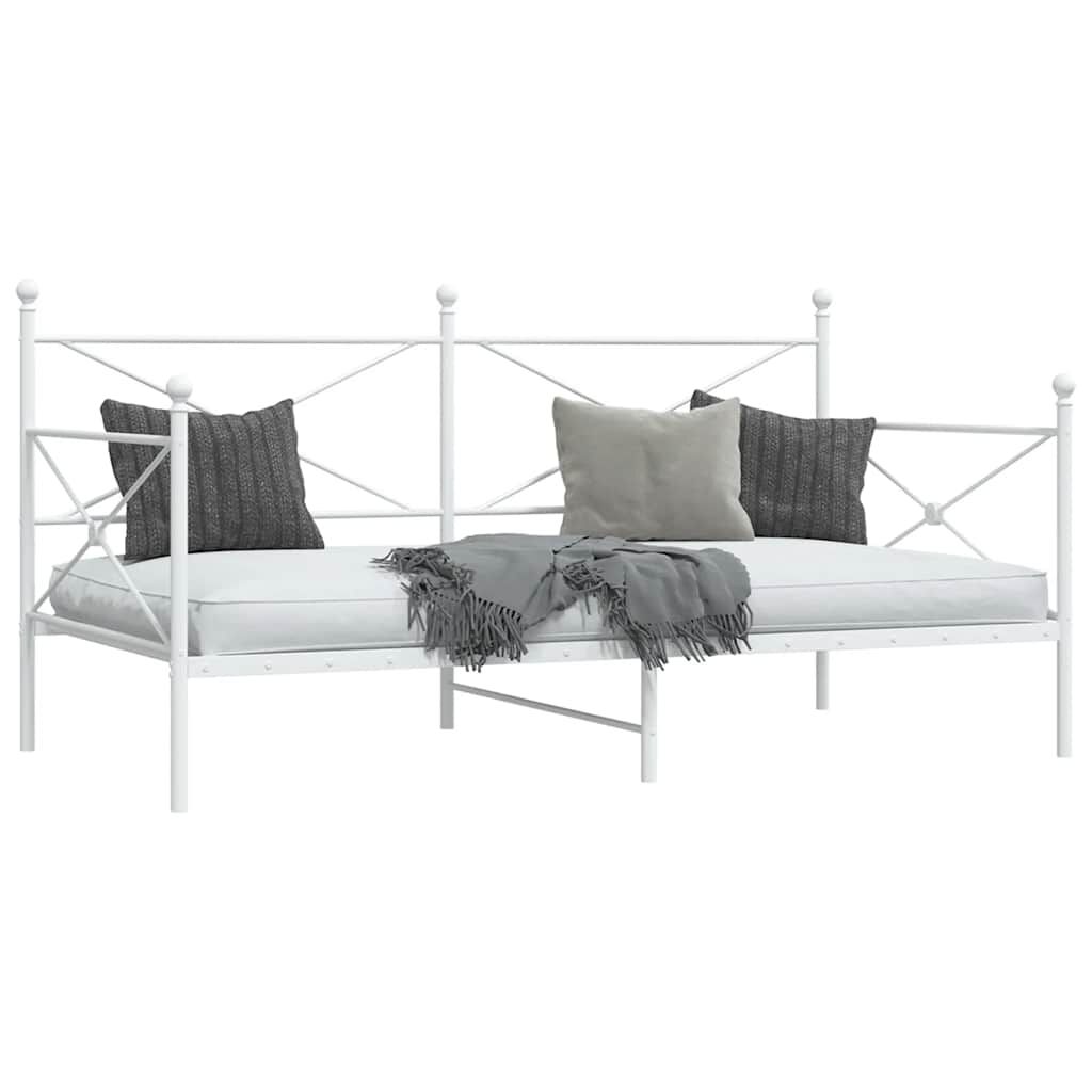 vidaXL Κρεβάτι ημέρας χωρίς στρώμα Λευκό 100x190 cm Ατσάλι