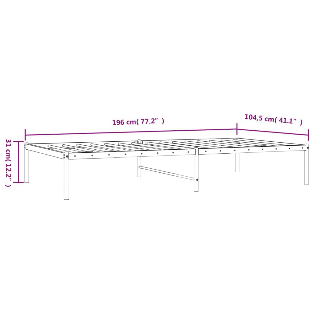 vidaXL Μεταλλικό πλαίσιο κρεβατιού Μαύρο 100x190 cm