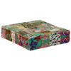 vidaXL Πουφ Patchwork Τετράγωνο Χειροπ. Πράσινο 50x50x12 εκ. Βαμβάκι