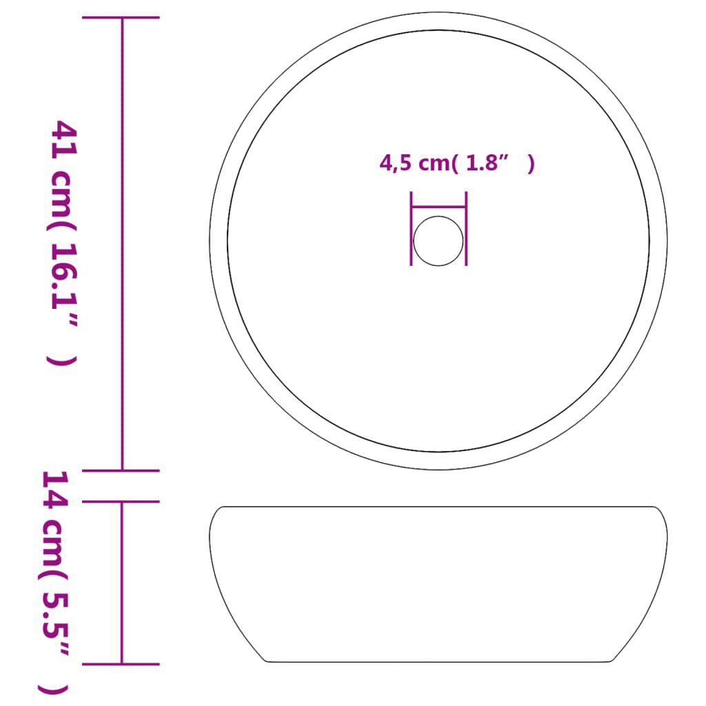 vidaXL Νιπτήρας Μαύρος και Γκρι Φ41 x 14 εκ. Κεραμικός