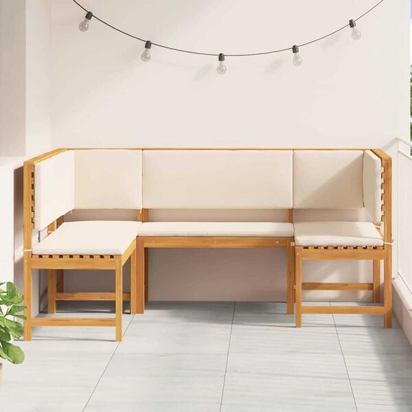 vidaXL Σετ Παγκάκι Κήπου 3 pcs Καφέ Μασίφ ξύλο ακακίας