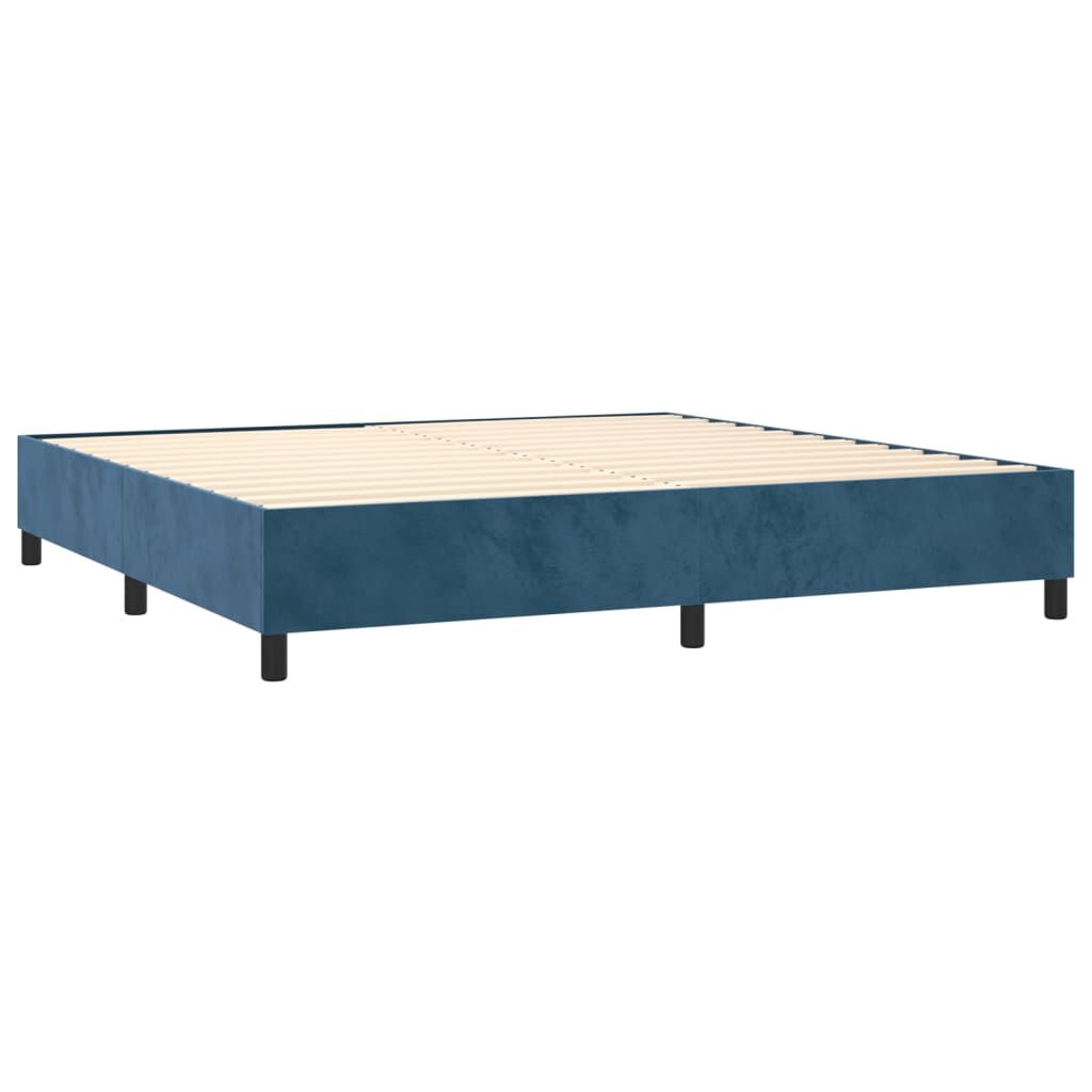 vidaXL Κρεβάτι Boxspring με Στρώμα Σκούρο Μπλε 180x200 εκ. Βελούδινο