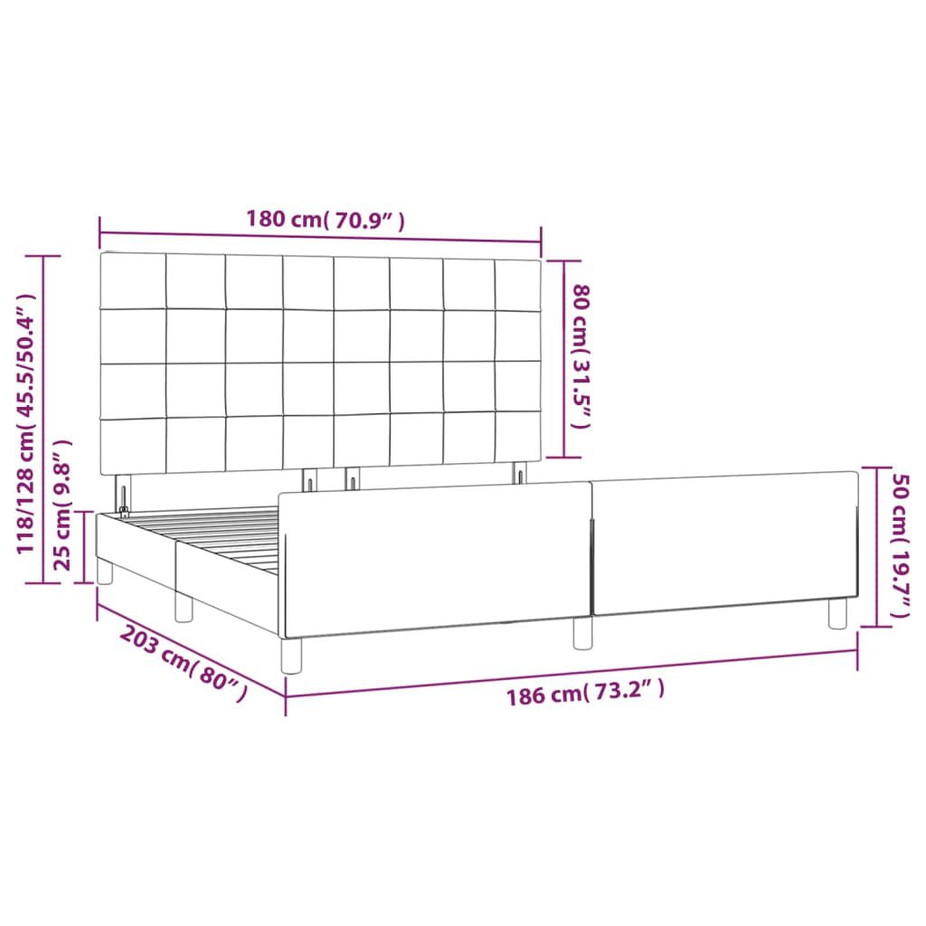 vidaXL Σκελετός Κρεβατιού Χωρίς Στρώμα Taupe 180x200 εκ. Υφασμάτινο