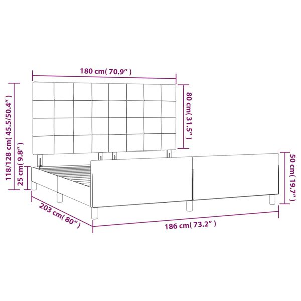 vidaXL Σκελετός Κρεβατιού Χωρίς Στρώμα Taupe 180x200 εκ. Υφασμάτινο
