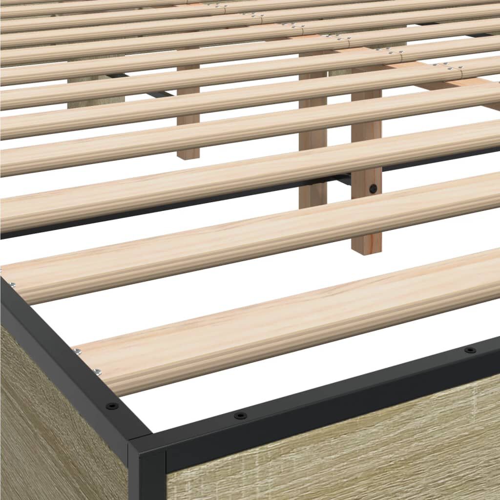 vidaXL Πλαίσιο Κρεβατιού Sonoma Δρυς 160x200 εκ. Επεξ. Ξύλο & Μέταλλο