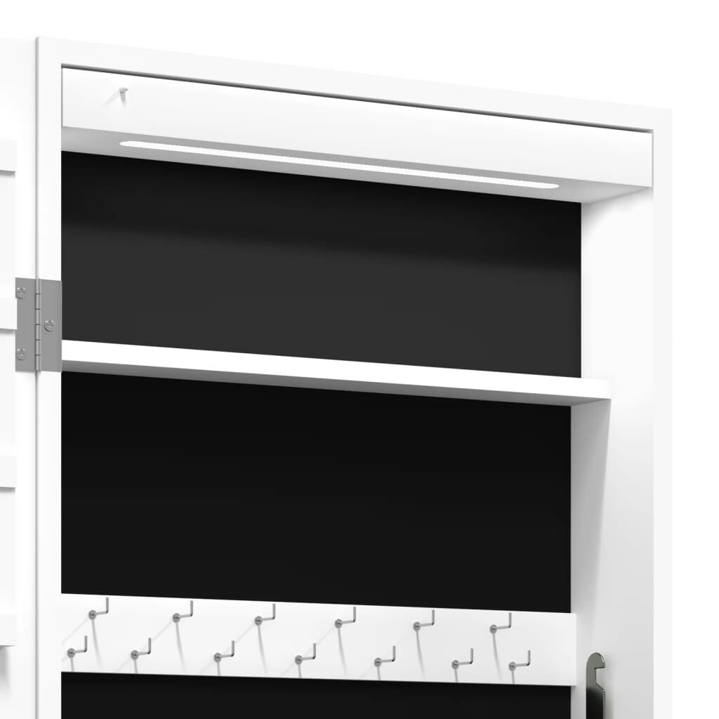 vidaXL Έπιπλο Κοσμημάτων με Καθρέφτη/LED Φώτα Επιτοίχιο Λευκό