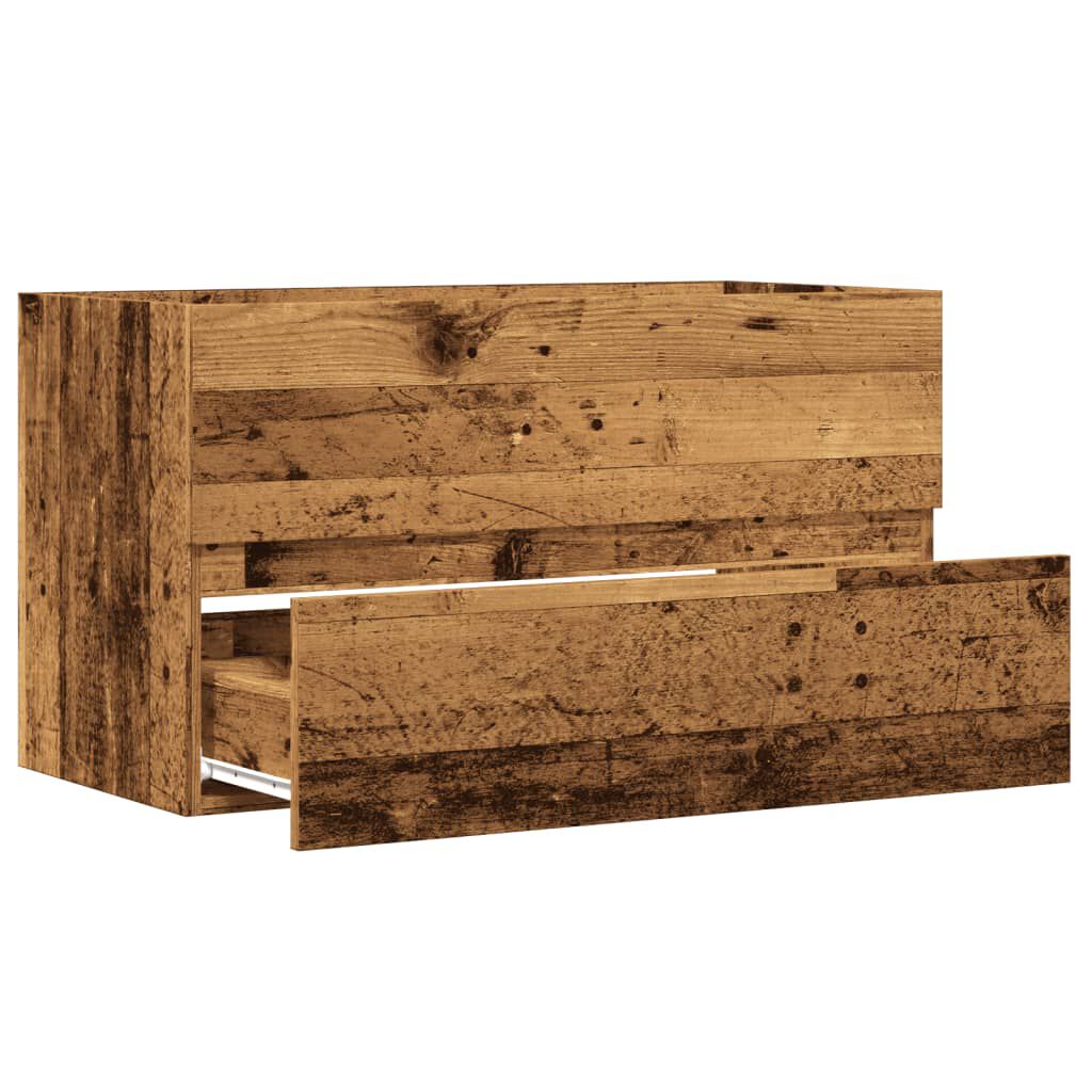 vidaXL Ντουλάπι Νιπτήρα Όψη Παλαιού Ξύλου 90x38,5x45 εκ. Επεξεργ. Ξύλο