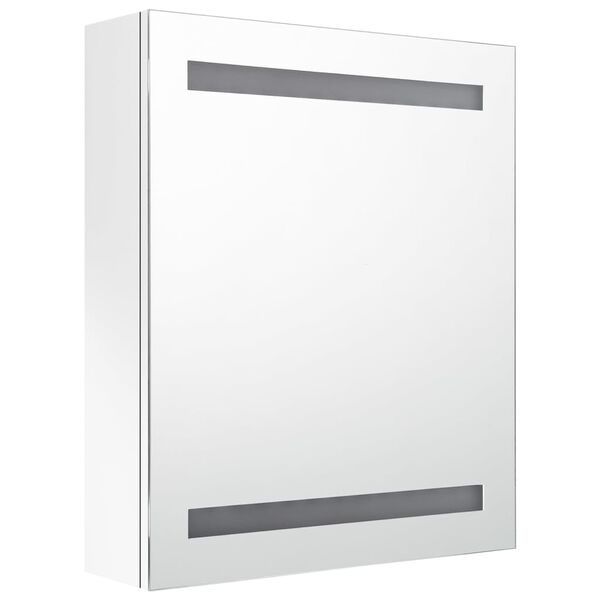 vidaXL Καθρέφτης Μπάνιου με Ντουλάπι & LED Λαμπερό Λευκό 50x14x60 εκ.