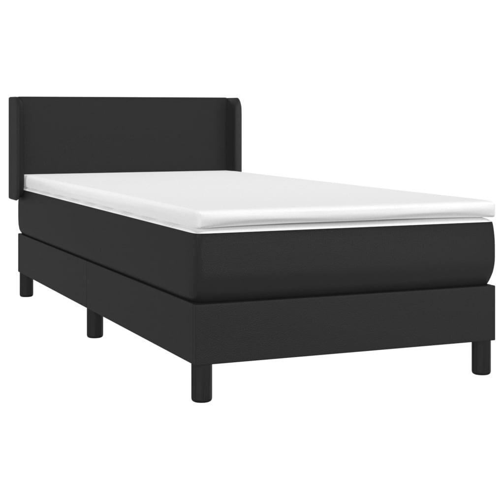 vidaXL Κρεβάτι Boxspring με Στρώμα Μαύρο 80 x 200 εκ. Συνθετικό Δέρμα