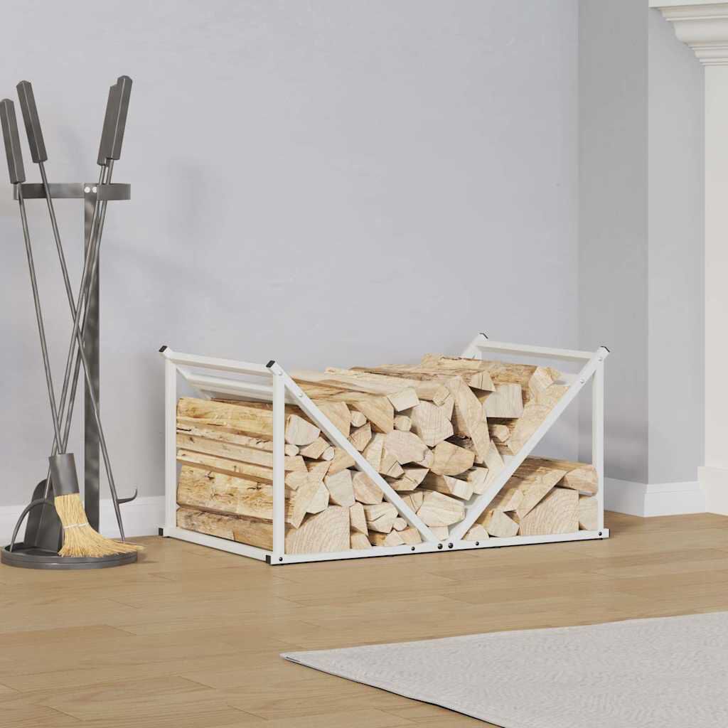 vidaXL Ράφι Καυσόξυλων Λευκό 70x43x34,5 εκ. Χάλυβας ψυχρής έλασης