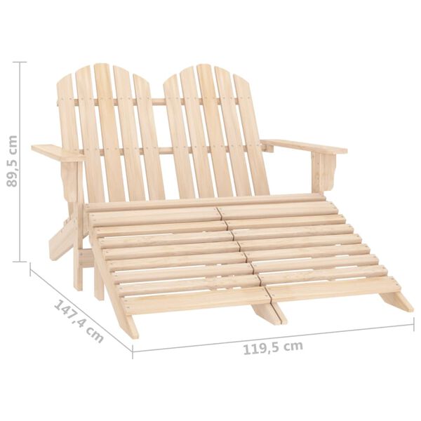 vidaXL Καρέκλα Κήπου Adirondack Διθέσια από Ξύλο Ελάτης & Υποπόδιο