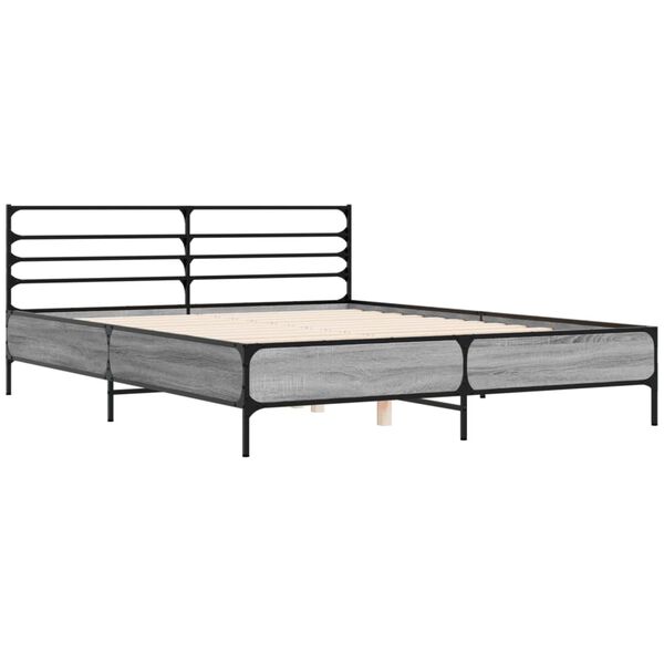 vidaXL Πλαίσιο Κρεβατιού Γκρι Sonoma 160x200 εκ. Επεξ. Ξύλο & Μέταλλο