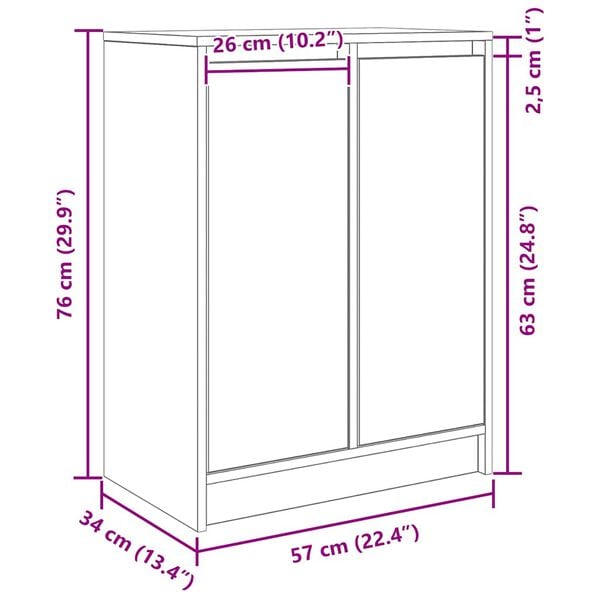 vidaXL Παπουτσοθήκη Λευκή 57x34x76 εκ. από Επεξεργασμένο Ξύλο