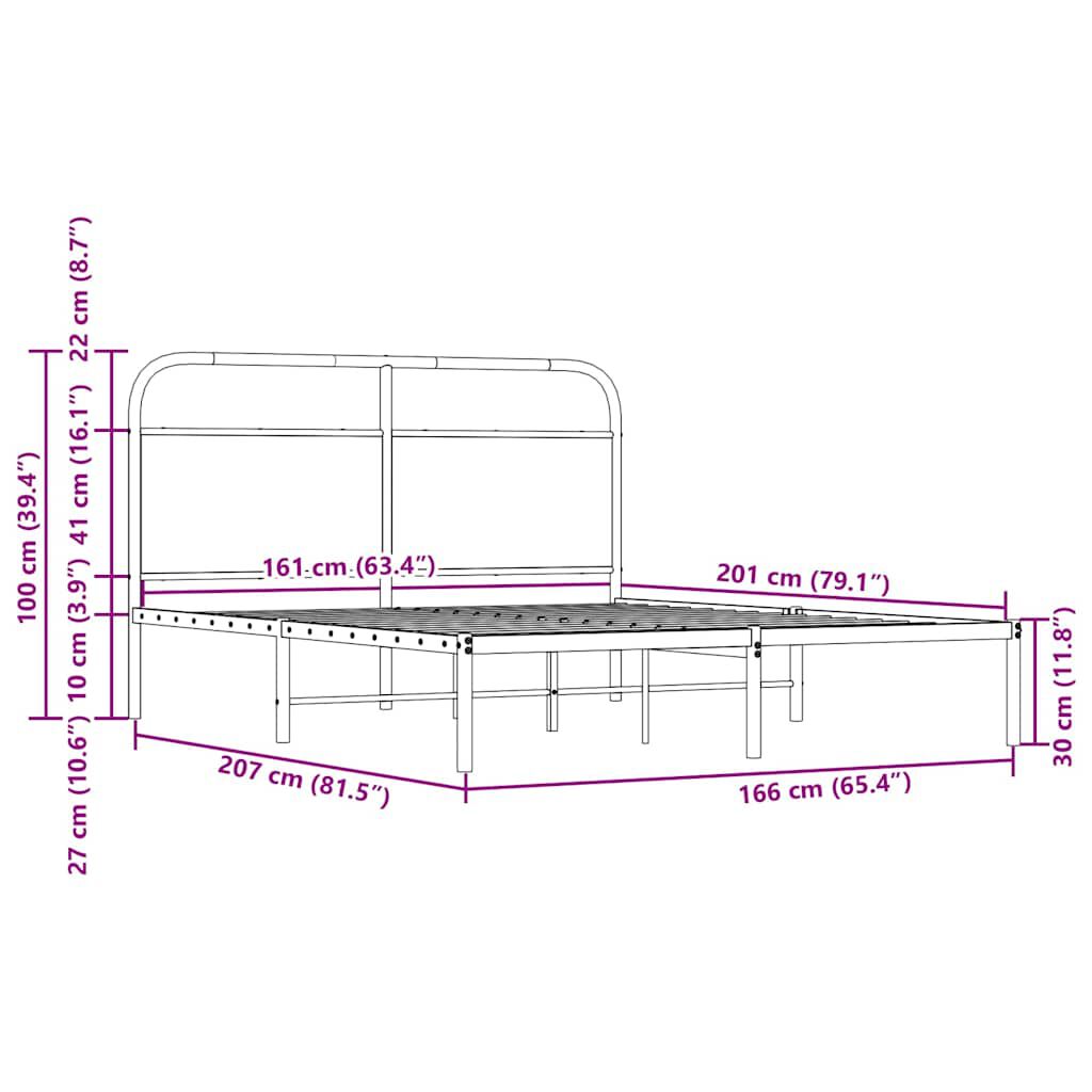 vidaXL Πλαίσιο Κρεβατιού Χωρ. Στρώμα Καφέ Δρυς 160x200εκ. Επ. Ξύλο
