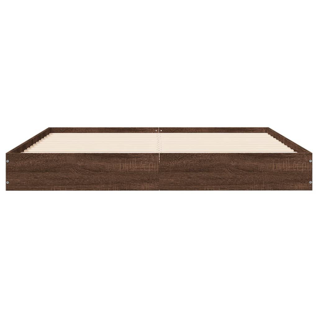 vidaXL Πλαίσιο Κρεβατιού Καφέ Δρυς 135x190 εκ. Επεξεργασμένο Ξύλο