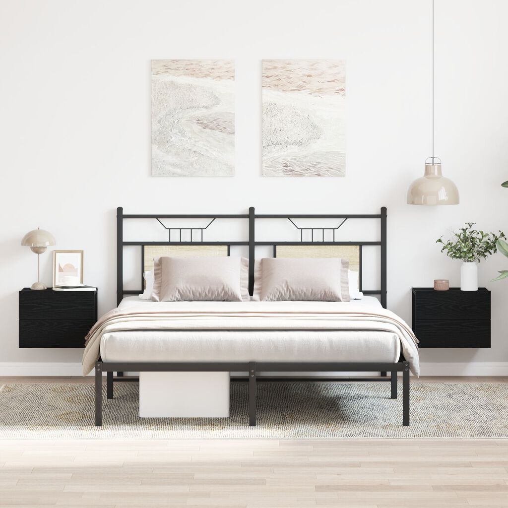 vidaXL Κομοδίνα 2 τμχ Μαύρο Ξύλο 40x30x30 εκ Επεξεργασμένο ξύλο